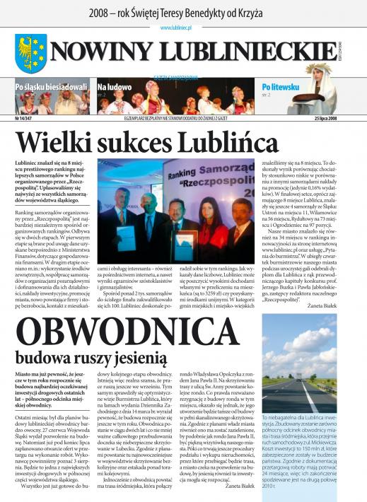 okładka Nowiny Lublinieckie 14/347