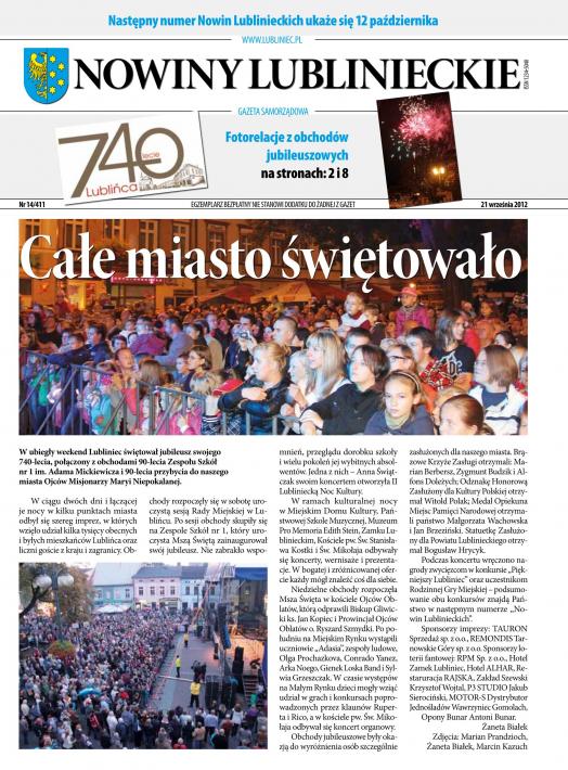 okładka Nowiny Lublinieckie 14/411