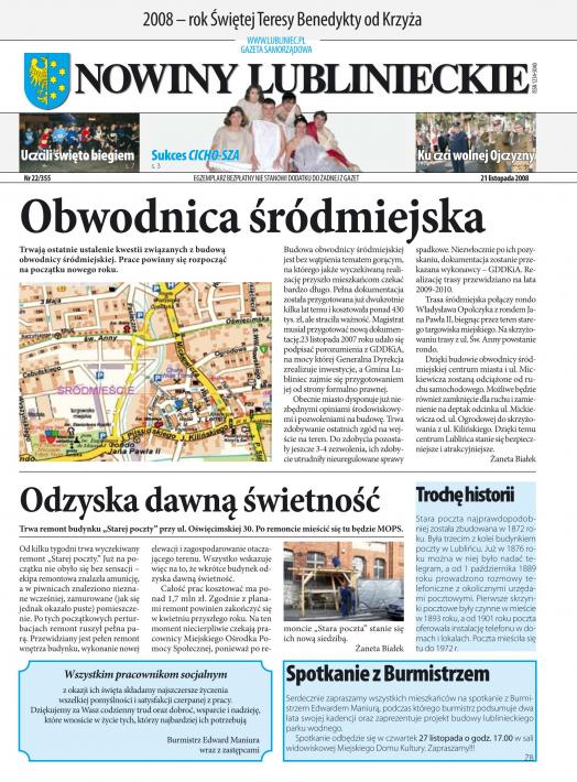 okładka Nowiny Lublinieckie 22/355