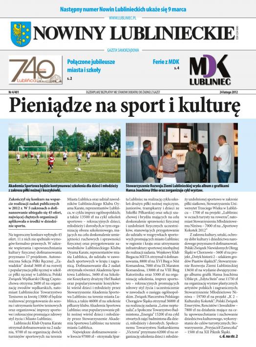 okładka Nowiny Lublinieckie 4/401