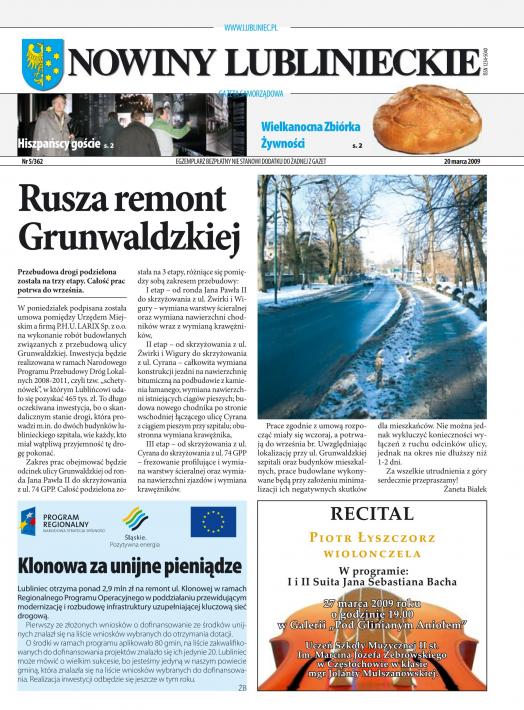 okładka Nowiny Lublinieckie 5/362