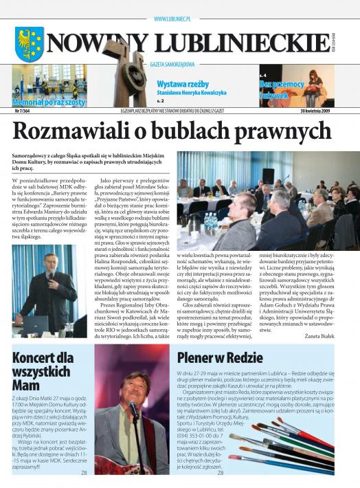 okładka Nowiny Lublinieckie 7/364