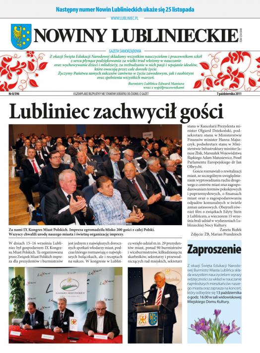 okładka Nowiny Lublinieckie 8/396