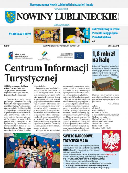 okładka Nowiny Lublinieckie 8/405