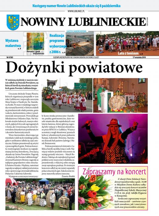 okładka Nowiny Lublinieckie 9/383