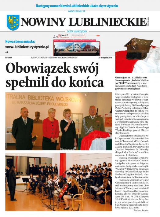okładka Nowiny Lublinieckie 9/397