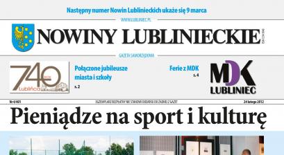 okładka Nowiny Lublinieckie 4/401